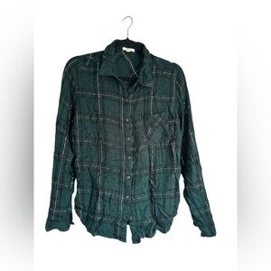 Maurices Casual Green Plaid Button-Up Shirt Jacket